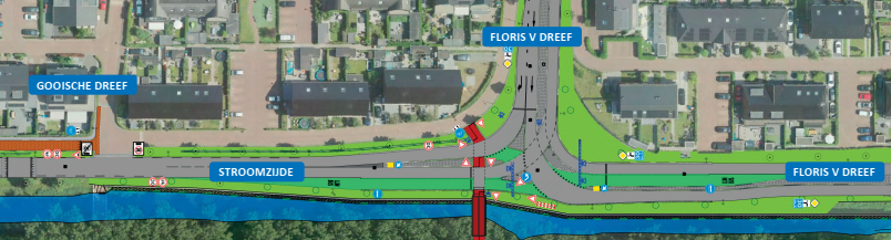 HOV-werkzaamheden reconstructie Stroomzijde en Floris V Dreef van start
