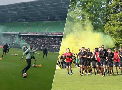 Promotiekoorts bij Groningen en Roda naar kookpunt: vuurwerk en gezang bij training voor cruciaal duel