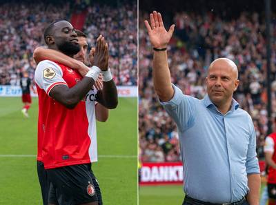 Ook Lutsharel Geertruida leek afscheid te nemen van Feyenoord: ‘Arne Slot is heel belangrijk voor mijn loopbaan geweest’