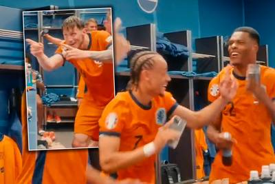 Wat een feest in de kleedkamer: Oranje gaat los op ‘Viva Hollandia’