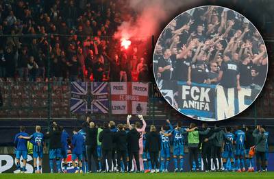 Fans Club Brugge brengen nazigroet en gooien vuurwerk op het veld tijdens Champions League